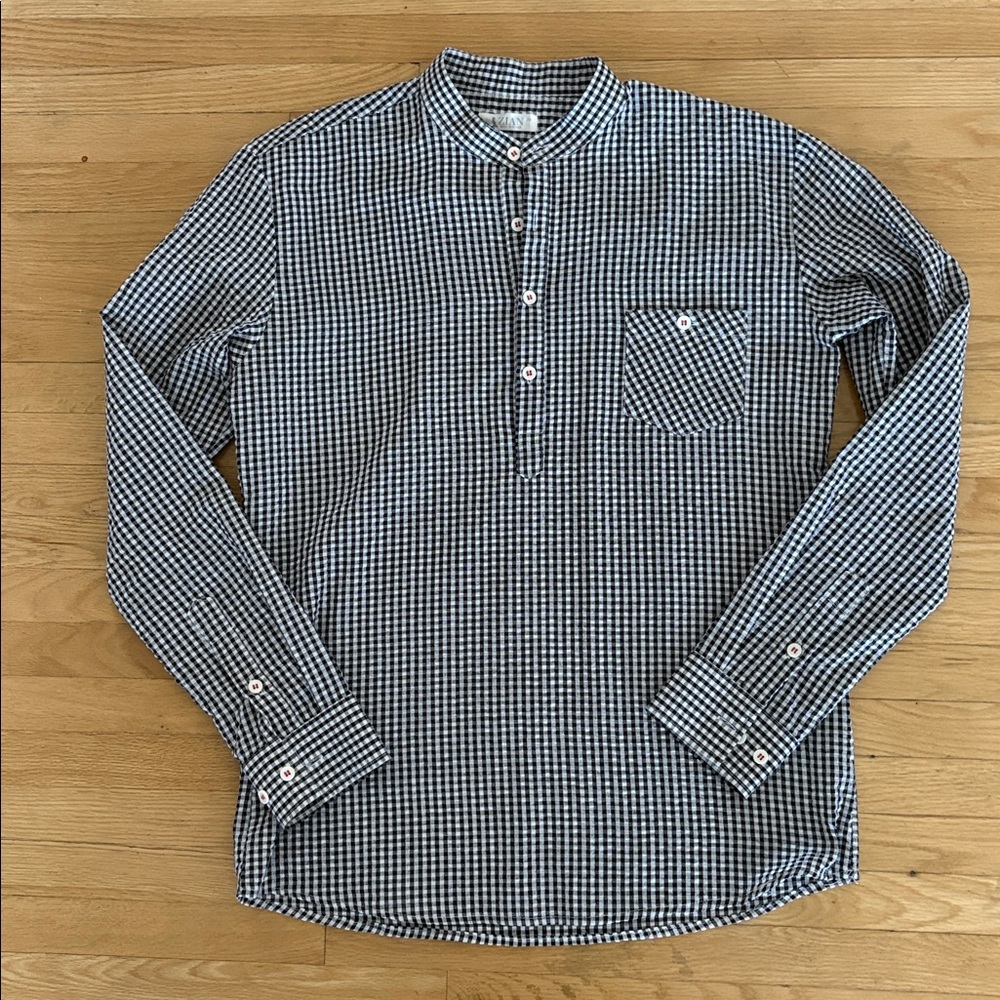 Men Black and White Gingham Button-Up Shirt